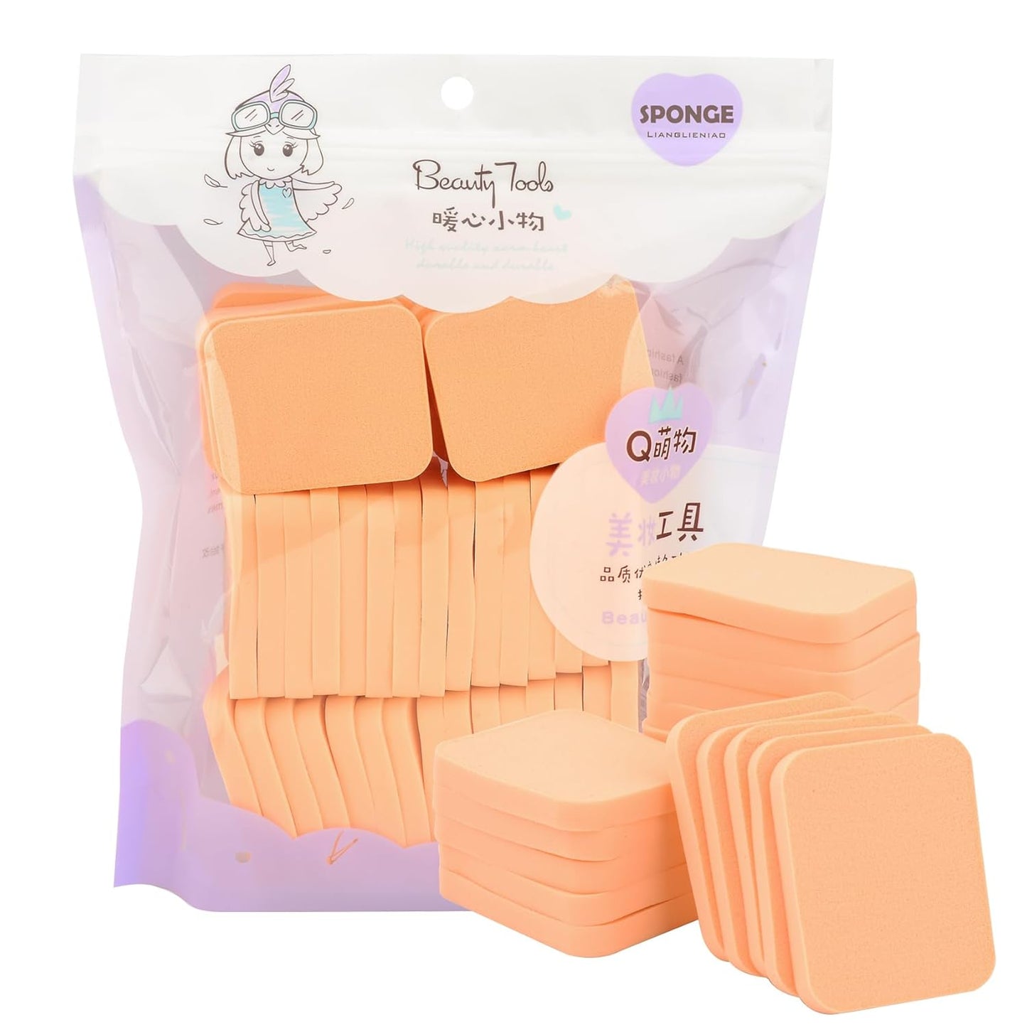 40 PCS Makeup Blenders Sponges Set, Use for Dry and Wet, Perfect for Full Face Curve Blending, Cream, Liquid, Powder Foundation Cosmetics, Latex Free & Soft & Flexible, Square-GlimoraGlow