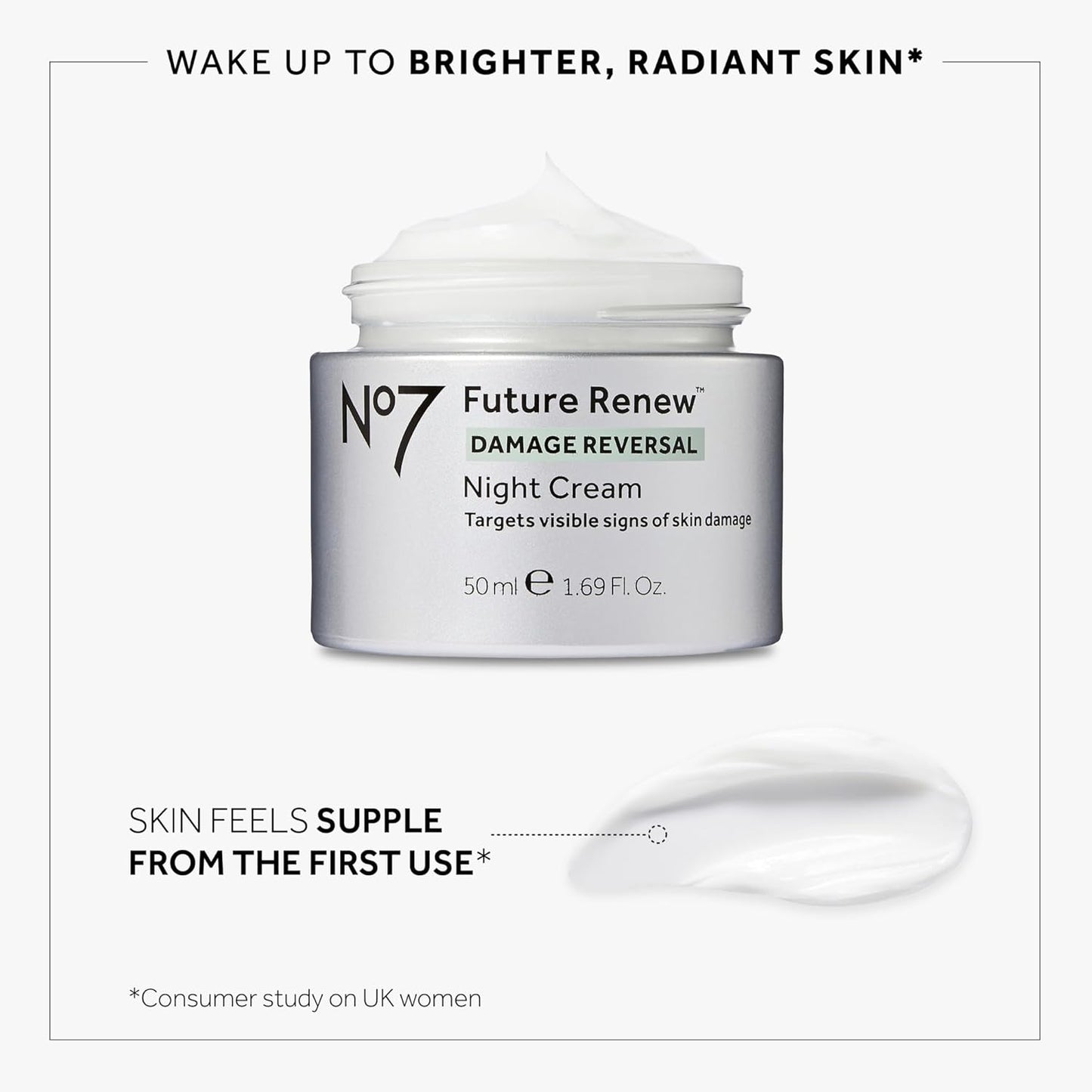 No7 Future Renew Damage Reversal Night Cream - Anti Aging Face Moisturizer - Infused with Peptide Technology to Reverse Visible Signs of Damage - Skin Barrier Repair for Dry Skin (1.69 Oz)-GlimoraGlow