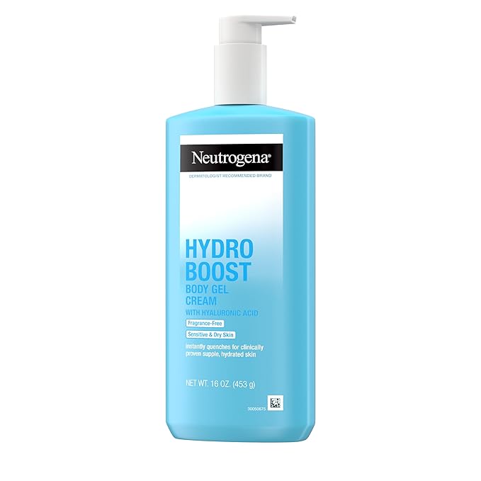 Neutrogena Hydro Boost Body Moisturizing Gel Cream with Hyaluronic Acid, Non-Greasy & Fast Absorbing, Lightweight Hydrating Body Lotion for Normal to Dry Skin, Fragrance-Free, 16 oz-GlimoraGlow
