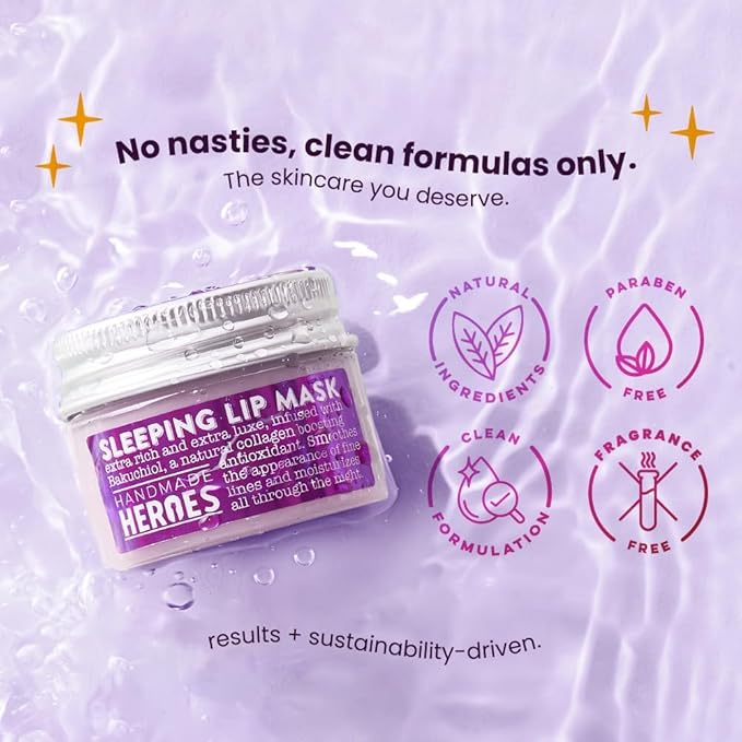 100% Natural Vegan Lip Butter Sleeping Lip Mask, Overnight Lip Moisturizer and Conditioner for Dry Lips. Intensive Lip Balm and Lip Therapy Skin Care with Mango butter (Bakuchiol - Collagen Boosting)-GlimoraGlow