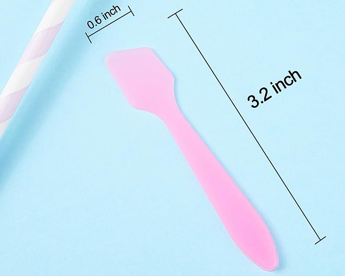 100 Pack 3.2 Inch Cosmetic Spatulas/Small Plastic Spatula for Cosmetics, Creams, Crafts/Makeup Spatula/Multipurpose Mini Applicator for Mixing Cream, Skincare, or Scraping Jars/Random Color-GlimoraGlow