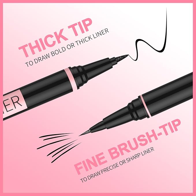 iMethod Liquid Eyeliner - Waterproof Eyeliner 2-in-1 Dual-Ended Eye Liner with Precise Brush-Tip and Thick Tip, Black Liquid Liner Pen, Matte Finish, Long Lasting, Smudge-proof, Transfer-proof-GlimoraGlow