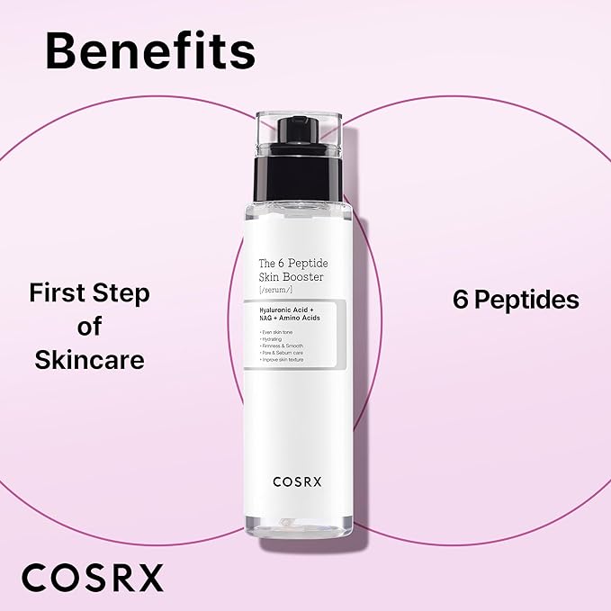 COSRX 6X Peptide Collagen Booster Toner Serum 150mL/5.07 Fl.Oz, Skin Renewal Boosting Facial Essence, Niacinamide & Hyaluronic Acid for All Skin Types, Korean Skincare, Paraben Free-GlimoraGlow