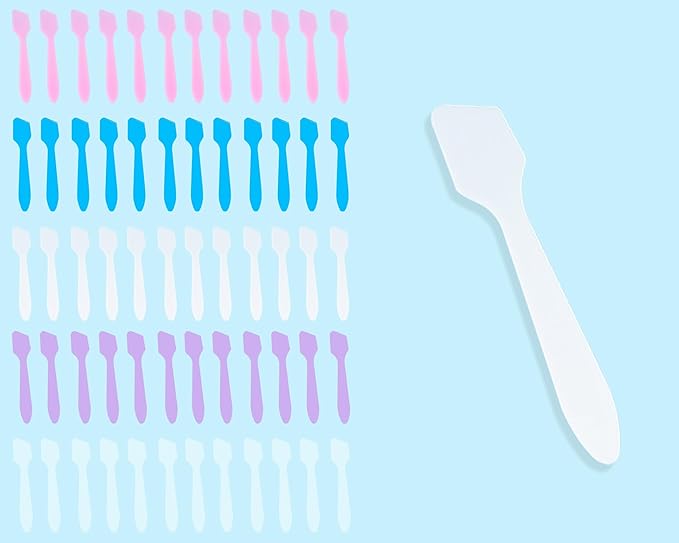 100 Pack 3.2 Inch Cosmetic Spatulas/Small Plastic Spatula for Cosmetics, Creams, Crafts/Makeup Spatula/Multipurpose Mini Applicator for Mixing Cream, Skincare, or Scraping Jars/Random Color-GlimoraGlow