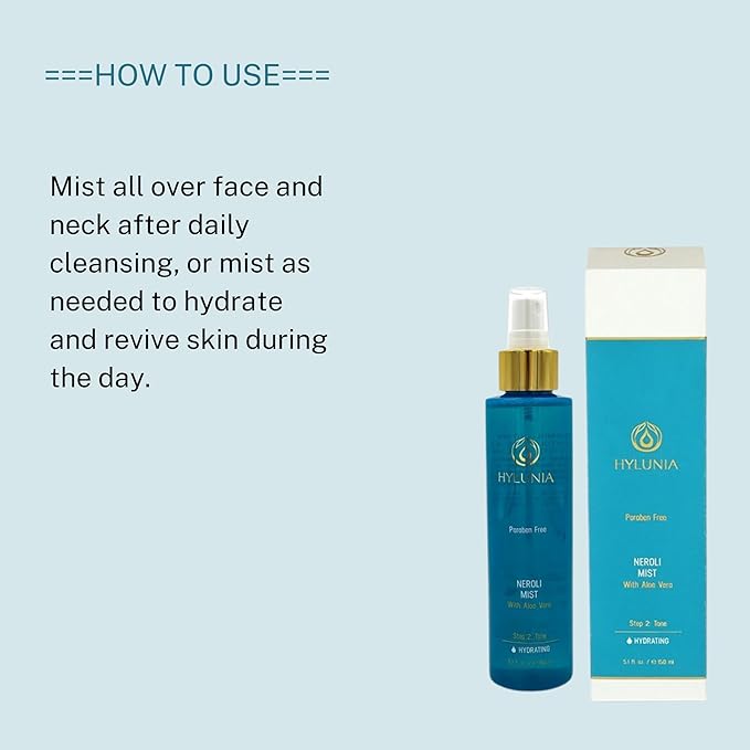 Hylunia Neroli Mist - instant moisturizing spray - Colloidal Silver and Aloe Vera - for younger fresher looking skin - all natural toner-GlimoraGlow