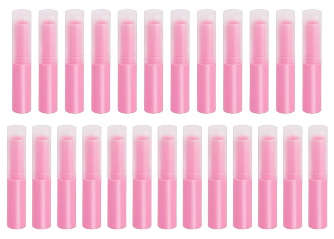 0.14oz Empty Flavored Lip Balm Container Tubes Plastic Homemade Moisturizing Lip Stick with Caps Bulk Fit for Women Adult DIY Making Supplies, 25 Count (Rose Pink)-GlimoraGlow