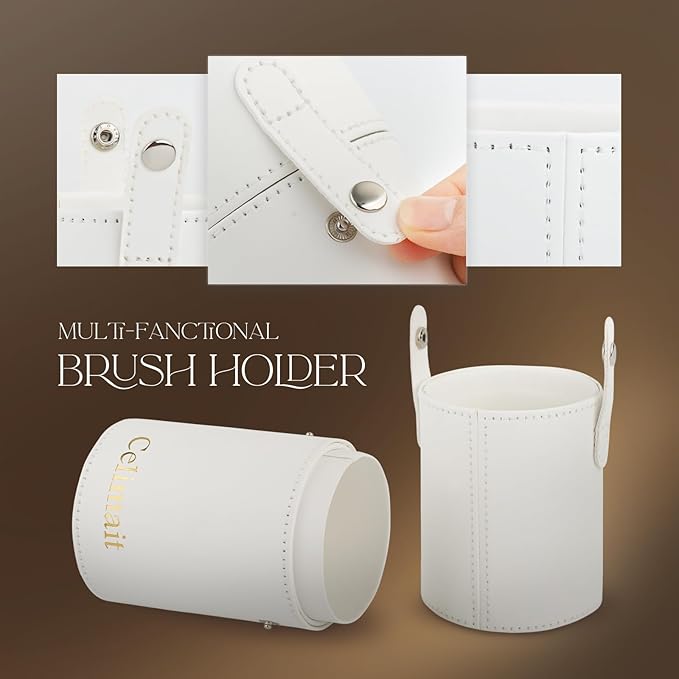 Makeup Brushes Set 12 Piece Professional & Beginner Friendly, Soft Synthetic Bristles for Face Eyeshadow Blending, Easy to Clean Travel Ready with Case, Ergonomic Wooden Handle Hypoallergenic (White)-GlimoraGlow