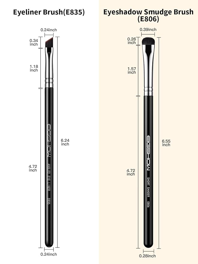 EIGSHOW Angled Eyeliner Brush & Eyeshadow Brush, High-End Precision Gel Liner and Short Smudge Brushes for Cat Eye, Winged Liner (E835&E806)-GlimoraGlow