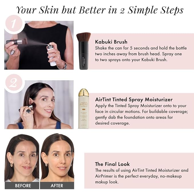 Jerome Alexander MagicMinerals AirTint Tinted Moisturizer AirBrush Spray Light | Tinted Moisturizer Spray with Anti-Aging Ingredients | Medium Dark |2PC-GlimoraGlow