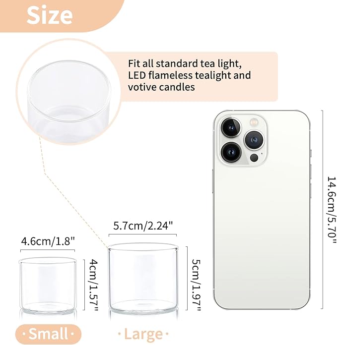 NUPTIO Glass Votive Candle Holders: Set of 12 Clear Tea Light Holders - Mini Floating Candleholders for Home Christmas Thanksgiving Party Table Centerpieces Decor (1.8 x 1.57 inch)