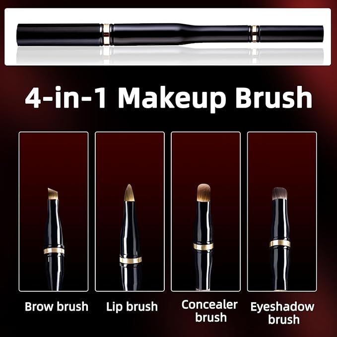 Unaone 4 in 1 Makeup Brush - Travel Lip Brush Eyebrow Brush Eyeshadow Brush Concealer Brush, Portable Multi-function Makeup Brushes-GlimoraGlow