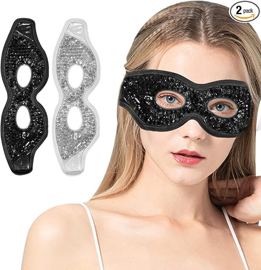 Jakuva 2PCS Cooling Eye Mask Sleeping Mask, Ice Eye Pads & Cold Eye Packs & Heat Cold Compress Pack Eye Spa Pad for Puffy Eyes,Puffiness,Headache,Stress Relief (Gray&Black)-GlimoraGlow