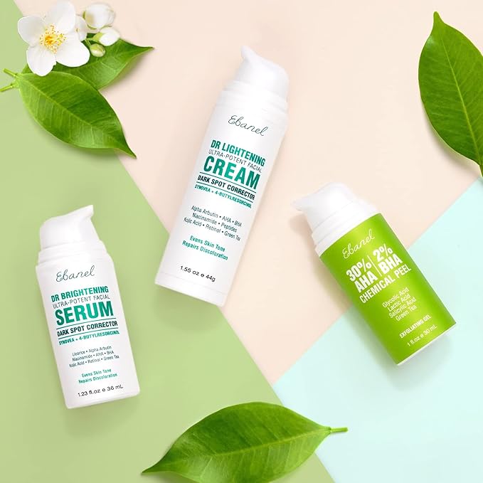 Ebanel Chemical Peel for Face, AHA BHA Exfoliator, Glycolic Acid Peel, Salicylic & Lactic Acid Face Peeling Gel, Infused with Green Tea & Chamomile for Acne Scars, Dark Spots, Wrinkles, Fine Lines-GlimoraGlow