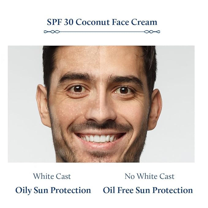 Blue Nectar Coconut Face Cream with SPF 30 Sunscreen for Men | Plant Based Oil Free Moisturizer for Face with Vitamin E |Sunscreen for Oily, Dry & Sensitive Skin (16 Herbs, 1.76 FlOz)-GlimoraGlow