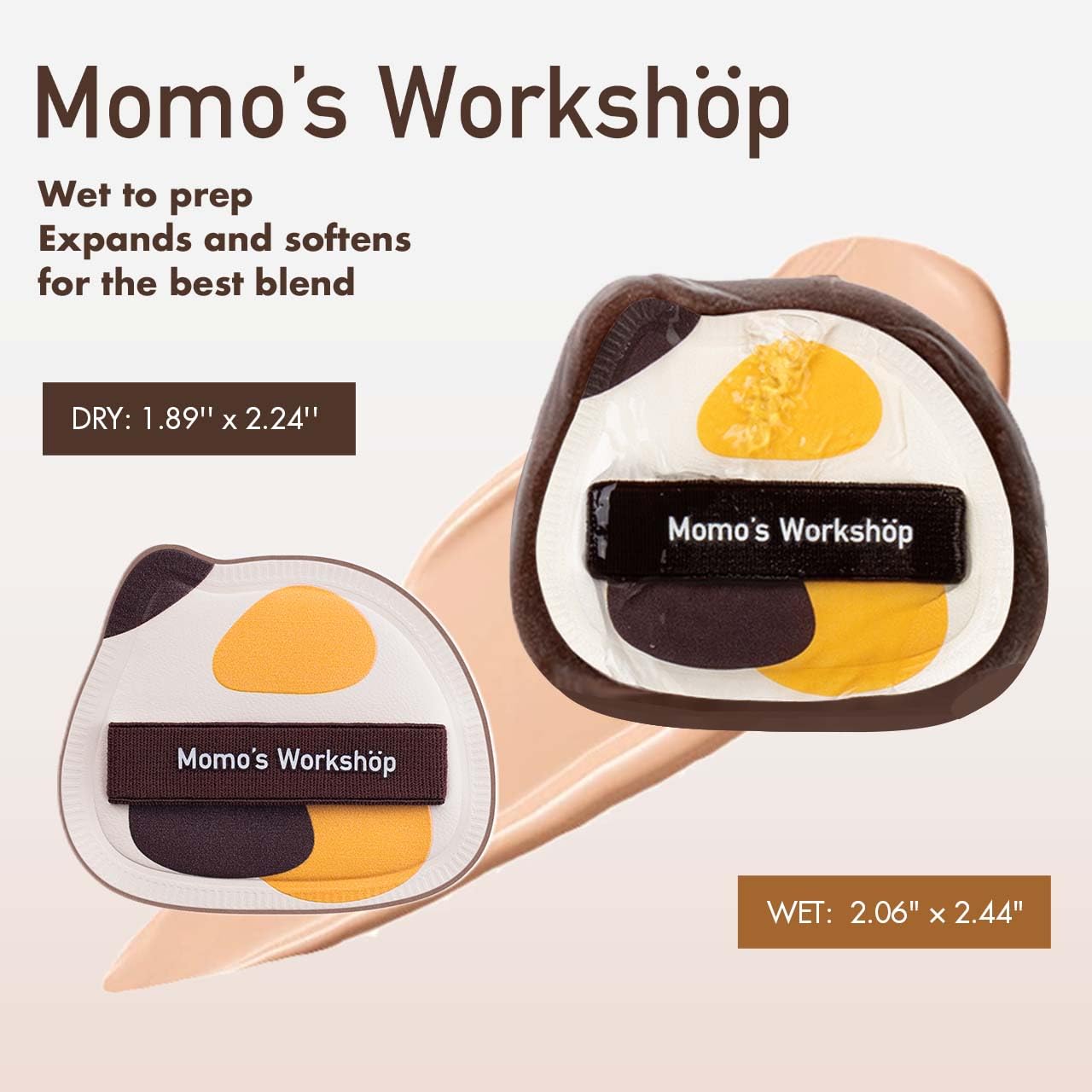 Tricolor Cat Puffs, Makeup Sponges Set, Dry&Wet Dual-Use Foundation Sponge, Expands 1.3x When Wet for Cream Foundation/Liquid Blush/Highlighter,2pcs Puffs & Storage Case-GlimoraGlow