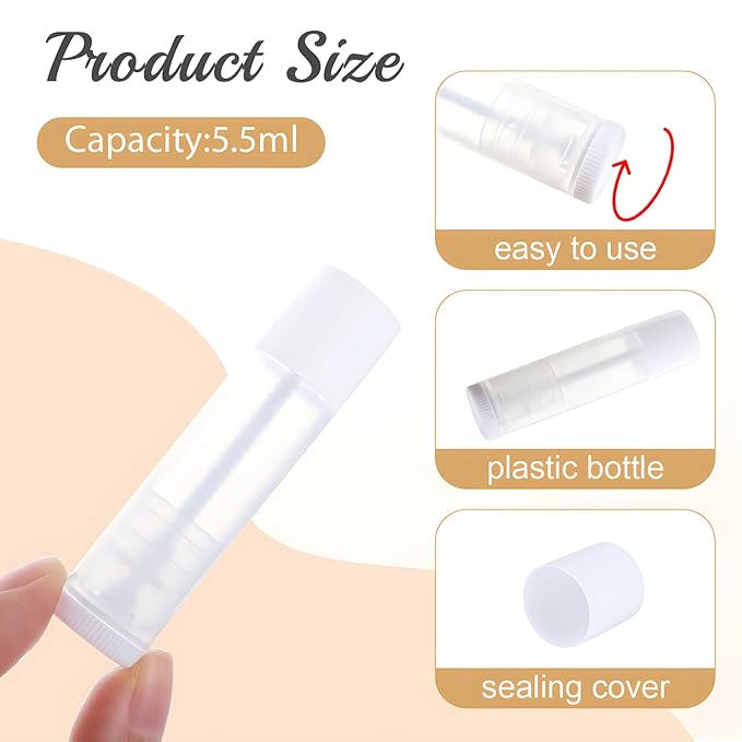 100 Pcs 5.5ml Bulk Empty Lip Balm Tubes Refillable Plastic Lip Gloss Container Travel Lipstick Tubes Chapstick Tubes Holder For DIY Homemade Lip Balm (clear)-GlimoraGlow