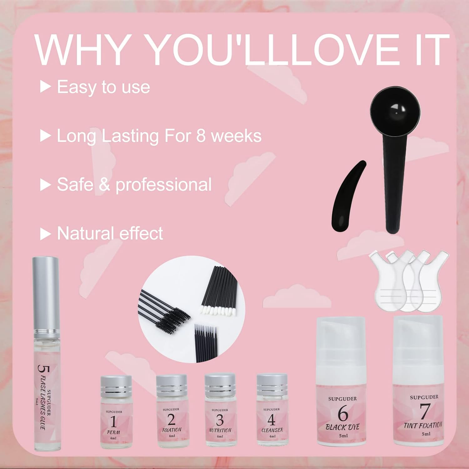 2025 4in1 Lash Lift and Brow Lamination Kit with Long-Lasting Black Color for 6-8 Weeks, Eyelash & Eyebrow Perm DIY Professional Kit,Easy to Use at Home & Salon-GlimoraGlow