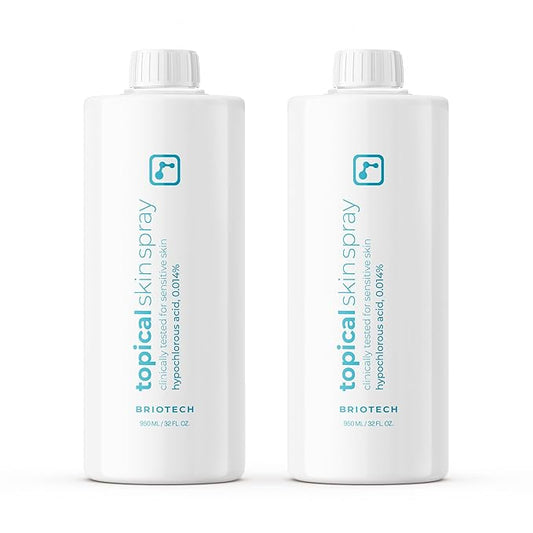 BRIOTECH Topical Skin Spray, Hypochlorous Acid for Sensitive Skin, HOCl Facial Mist, Full Body Support Against Irritation, Calm Redness, Soothe Foot & Scalp, 32 oz Refill (2 Pack)-GlimoraGlow
