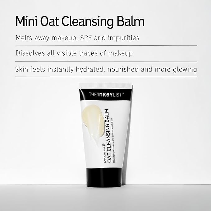 The INKEY List Mini Oat Cleansing Balm, Rich Balm Removes Makeup and Impurities, Reduces Redness, Travel Size, 1.69 Fl Oz each-GlimoraGlow