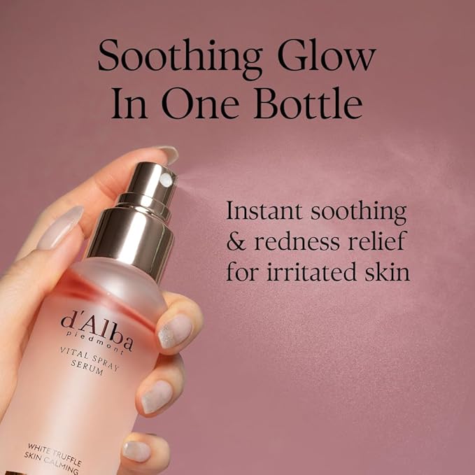 d'alba Piedmont Italian White Truffle Vital Spray Serum, Vegan Skin Care, Calming and Hydrating Facial Mist for Red and Sensitive Skin, Glow Serum, Surfactant Free, All in One, Korean Skin Care-GlimoraGlow