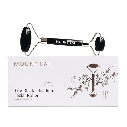 Mount Lai Warming Black Obsidian Facial Roller – The Stone of Clarity, Detoxifying Face Roller Tool for Purified Skin, Relaxation & Improved Circulation, Facial Massager Tool for Self-Care Ritual-GlimoraGlow