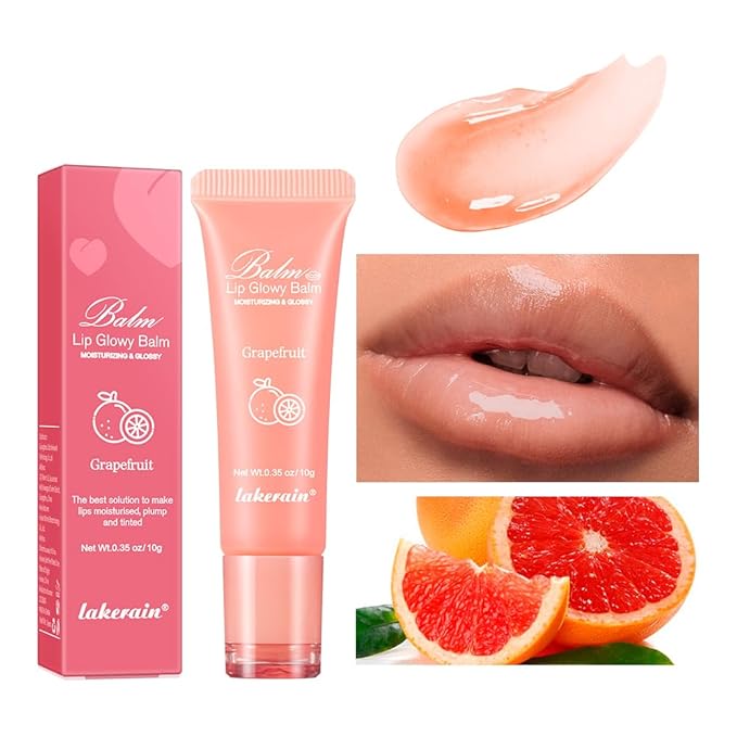 Hydrating Lip Butter Balm for a Glossy Finish and Lip Glow - Lip Glowy Balm with Summer-worthy Fragrance | Vegan Lip Care (#3-Grapefruit)-GlimoraGlow