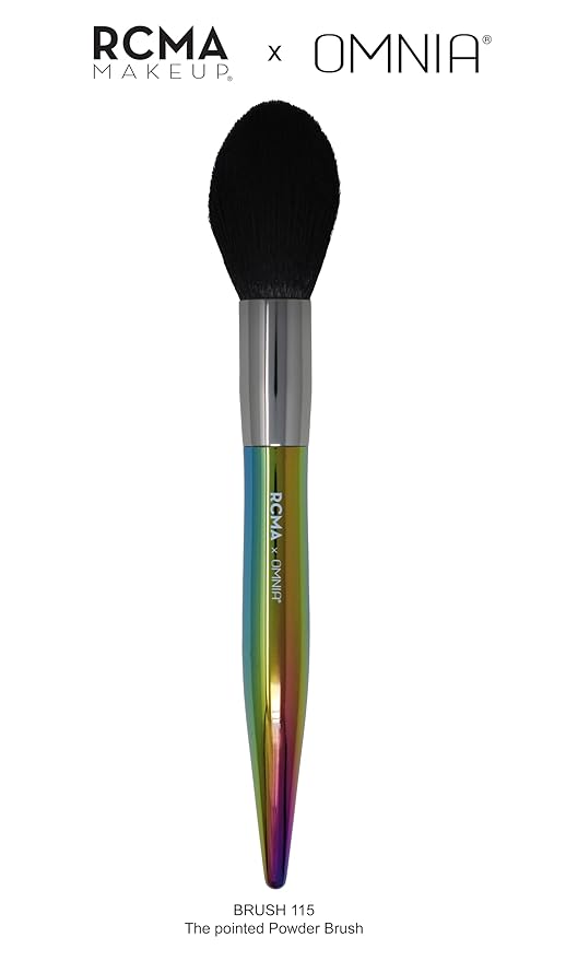 RCMA Makeup x Omnia Professional Makeup Brush 5pc Set, Premium Synthetic Fiber, Iridescent Acrylic Handle, Face Powders, Complexion and Foundation Blending Application Brush set.-GlimoraGlow