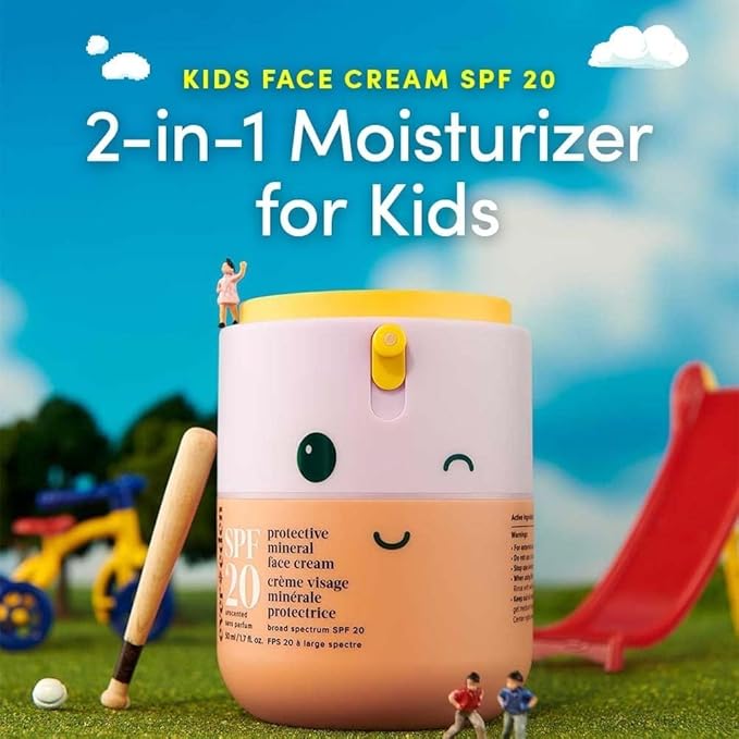 Evereden Kids Face Cream, 1.7 oz. | Fragrance-Free and Kids Face Lotion with SPF 20 | Clean and Non-Toxic Face Moisturizer | Multi-Vitamin Skin Care | FSA Eligible-GlimoraGlow