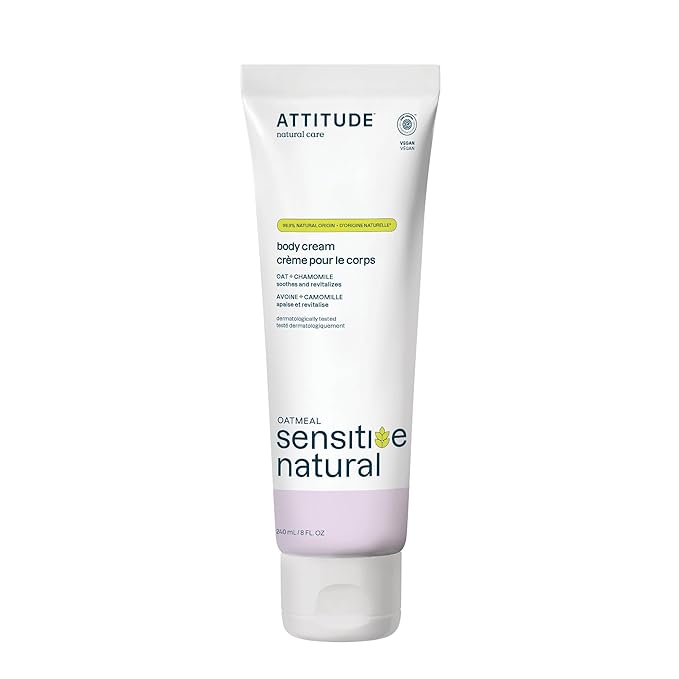 ATTITUDE Body Cream for Sensitive Skin with Oat, EWG Verified, Dermatologically Tested, Vegan, Chamomile, 8 Fl Oz-GlimoraGlow