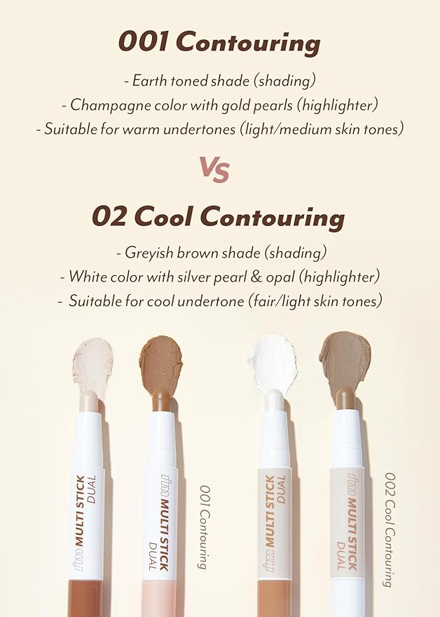 I'M MEME I'm Multi Stick Dual | Two Shade Shading and Highlighting Matte Finish | Suitable for Beginners Portable Size | 002 Cool Contouring-GlimoraGlow
