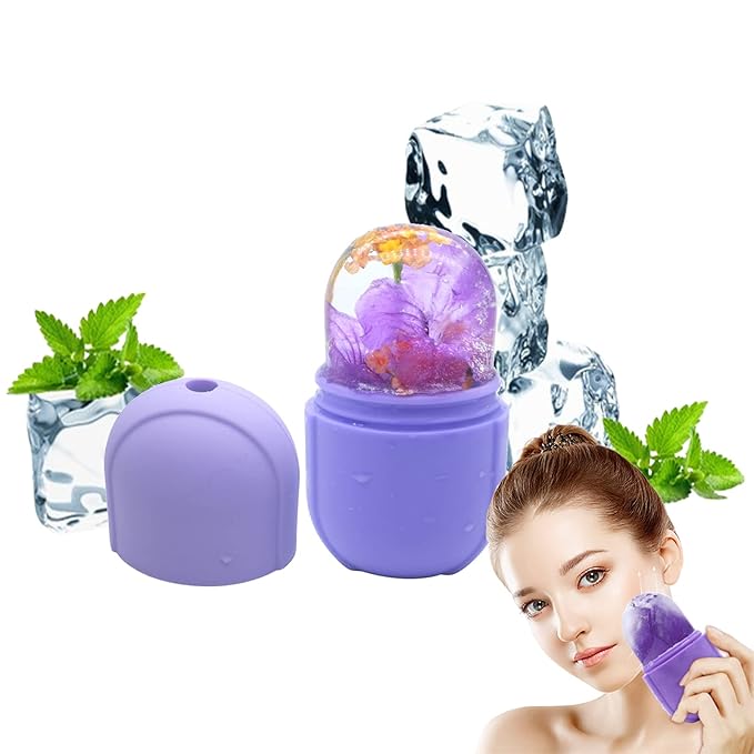 Ice Roller for Face and Eye, Ice face roller,Gua Sha Facial Tools, Facial ice roller, Skin Care Tools,Ice mold for face… (purple-face)-GlimoraGlow