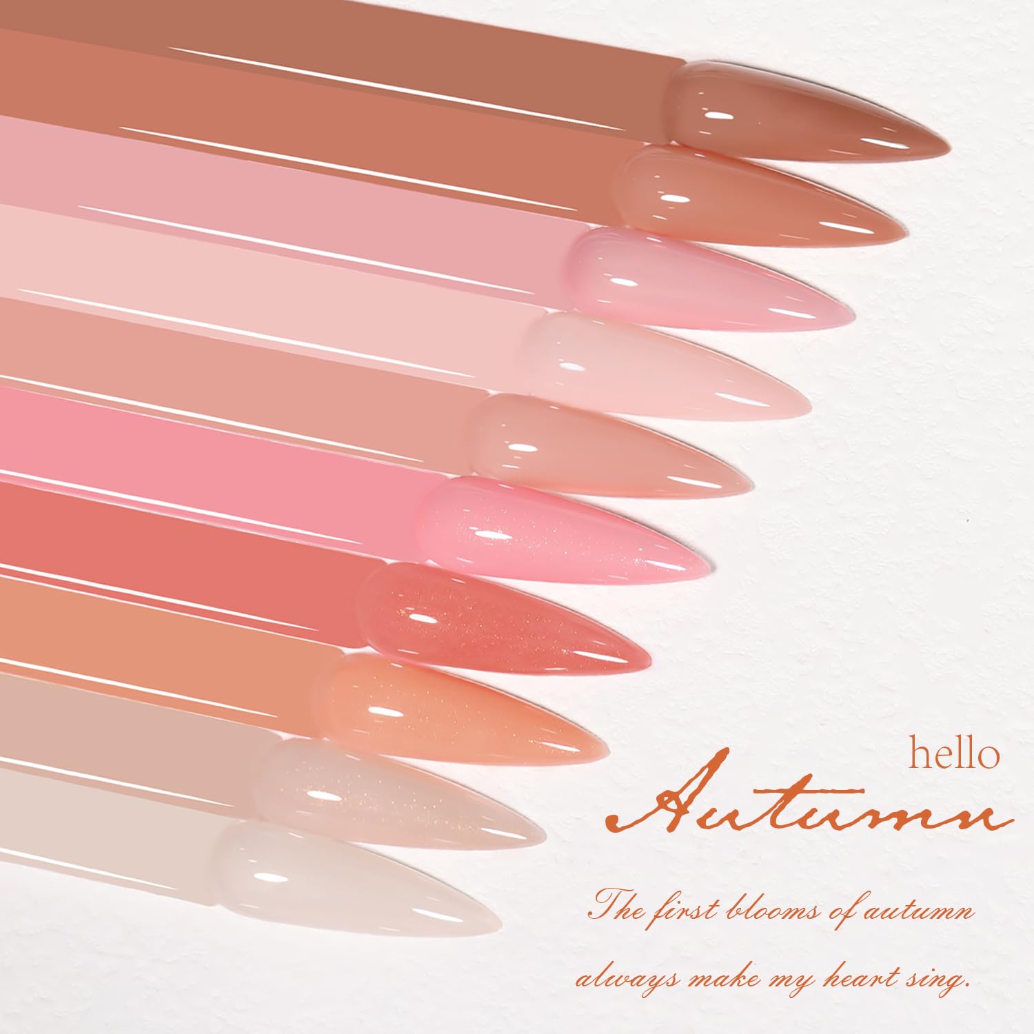 Jelly Nude Gel Nail Polish Set 10Pcs Neutral Skin Color Rose Maple Red Shimmer Gel Polish Kit Semi-Transparent Nail Polish Fall Nail Gel UV LED Soak Off Home DIY 7ml-GlimoraGlow