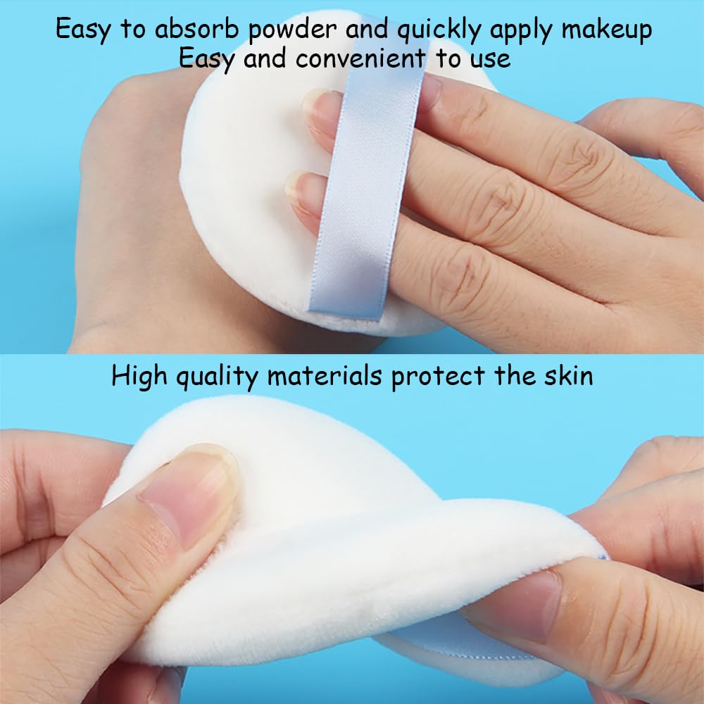 Ultra Soft Powder Puff and Container 3.3" High Density Velvet Dusting Washable Reusable Powder Puff,Body Powder Puff and Glass Jar Holder Loose Powder Box with Puff for Face Makeup(Tawny)-GlimoraGlow