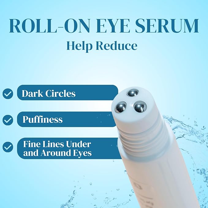 Miss Spa Eye Serum 5-in-1 Roll On Under Eye Cream, Helps De-puff and Brighten Under and Around Eyes, Anti-Aging Under Eye Roller Helps with Fine Lines and Dark Circles, Vitamin B3, Eye Bag Remover-GlimoraGlow