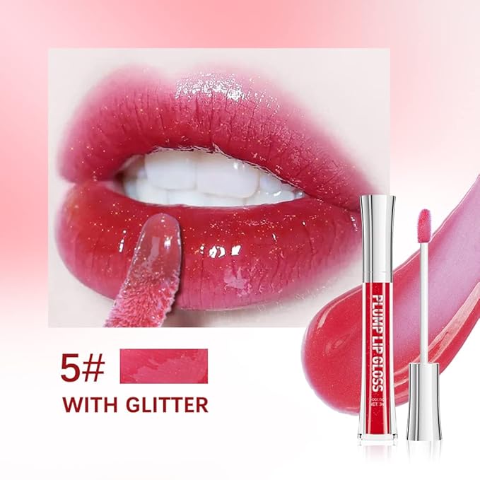 ibcccndc Lip Plumper gloss,Natural Lip Plumper,High Shine Lip Plumper,Lip Enhancer for Fuller,Sexy Lip Gloss,Shiny Lip Gloss For Girls and Women (5)-GlimoraGlow