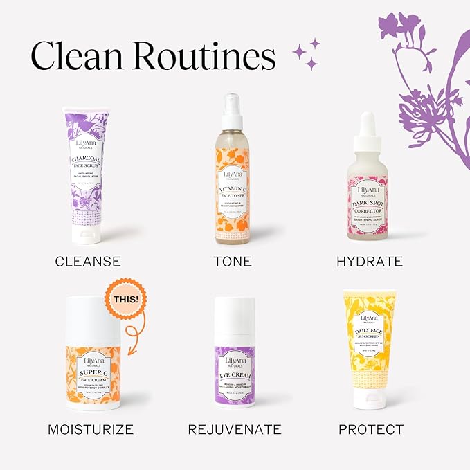 LilyAna Naturals Face and Neck Moisturizer for Women and Men - Moisturizer Face and Neck Cream for Dry Skin and Dark Spot Brightening (Super C, 1.7oz)-GlimoraGlow