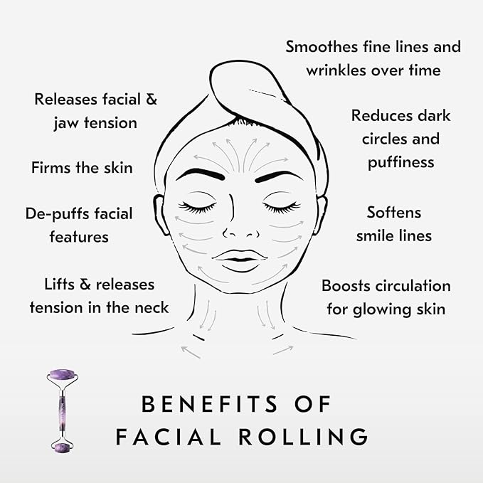 Mount Lai De-Puffing Amethyst Face Roller – The Stone of Tranquility, Facial Massager to Soothe, Calm & De-Puff Sensitive Skin, A Self-Care Ritual for Radiance-GlimoraGlow