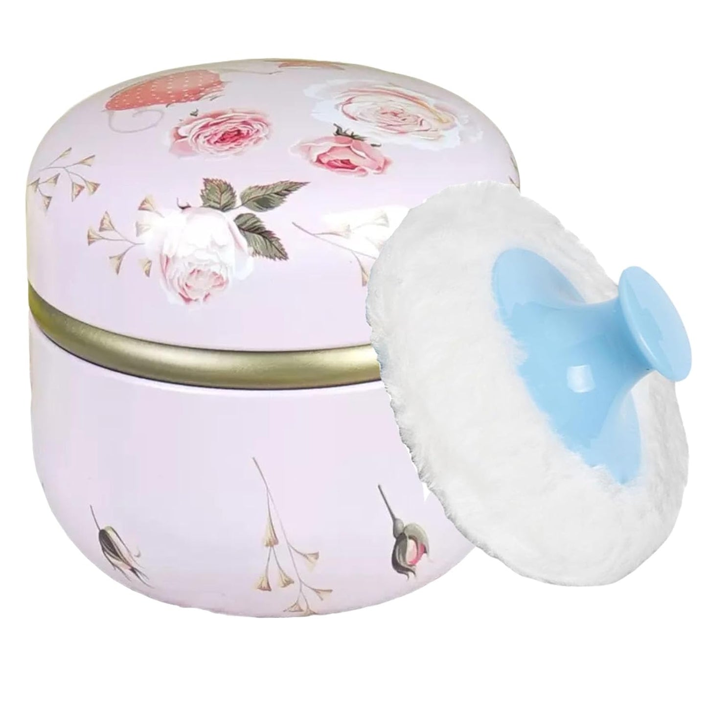 Body Powder Puff and Container, 3.35" Portable Dusting Powder Container with Soft Puff Loose Powder Case Box Jar with Lids for Baby Women Home and Travel Use-GlimoraGlow