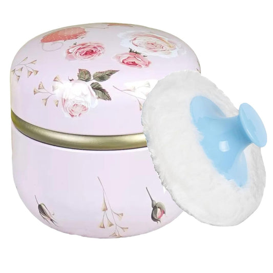 Body Powder Puff and Container, 3.35" Portable Dusting Powder Container with Soft Puff Loose Powder Case Box Jar with Lids for Baby Women Home and Travel Use-GlimoraGlow