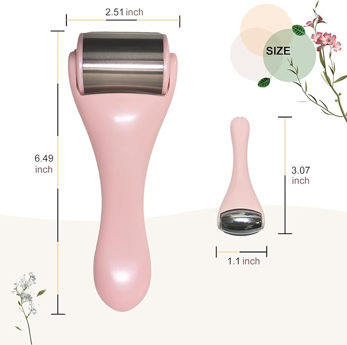 Ice Roller for Face, Ice Rollers 2 Pcs, Face Roller for Face Massager, Ice Face Roller for Wrinkles,Puffiness, Migraine Relief, Mini Eye Roller for Eyes Dark Circles (Pink)-GlimoraGlow