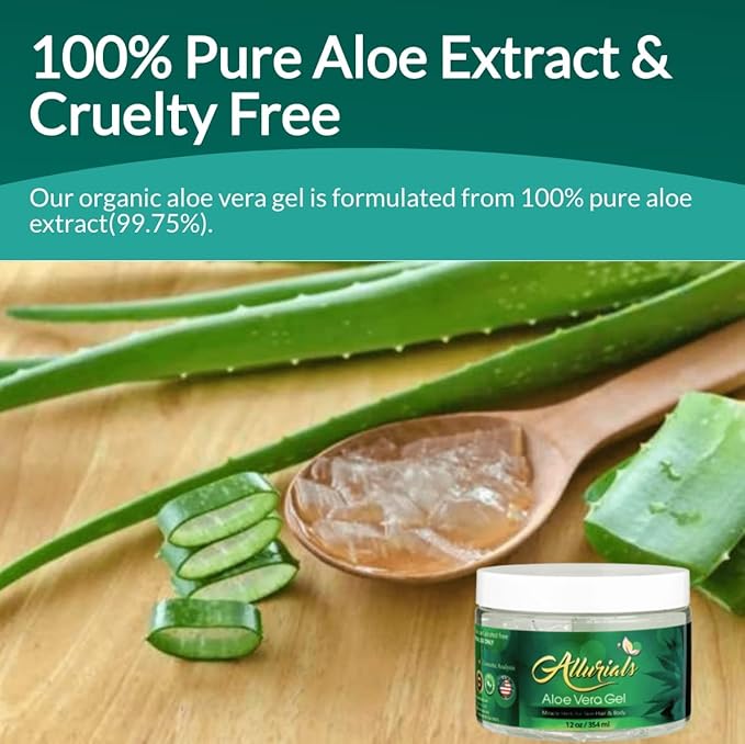 100% Pure & Organic Aloe Vera Gel, Clinically tested & Dermatologist approved, Hydrates & Heals Dry & Damaged Skin & Hair- 12 Oz-GlimoraGlow