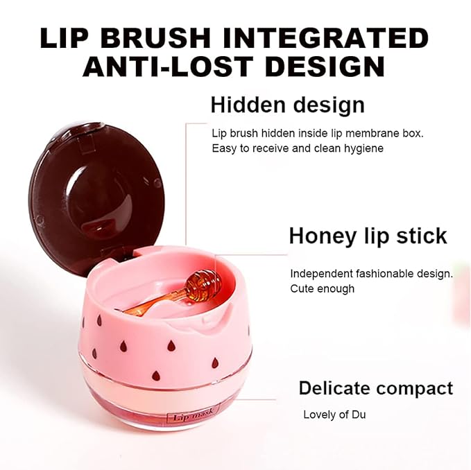 2 Pcs Apple Lime & Watermelon Lip Balm, Honey Strawberry Lip Mask Overnight, Moisturizing Lip Sleeping Mask, Hydrate Repair Prevent Dry Cracked Lip Exfoliator (Apple Lime+Watermelon)-GlimoraGlow