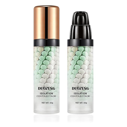 1 Pcs One Step Color Corrector,Natural Isolation Cream,Face Primer Makeup Tricolor Moisturizer,Oil Control & Moisturizing Skin Tone Correcting Primer Concealer Foundation Set B-GlimoraGlow