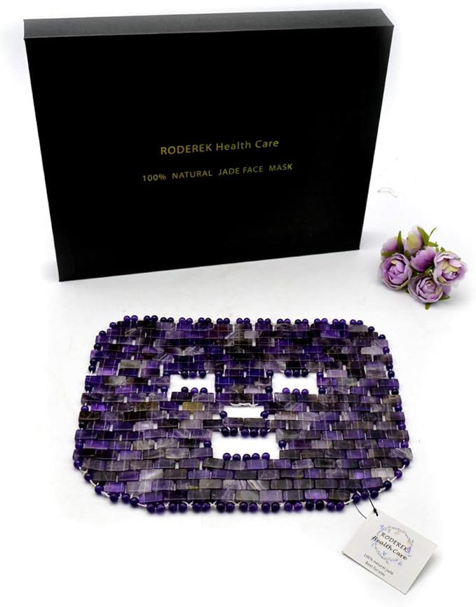 Jade Face Mask, Jade Mask for Relieving Face & Eye Puffiness Migraine, Anti Wrinkle Mask Therapy, Yoga Meditation Tools (Amethyst)-GlimoraGlow