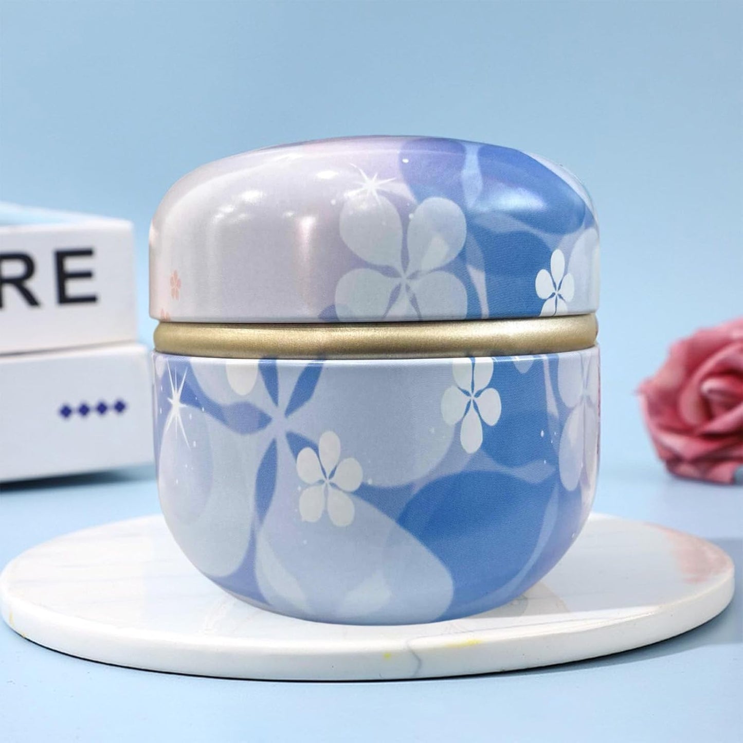 Body Powder Puff and Container for Dusting Powder, Women Powder Puff and Powder Case for Bath and Travel (Floral Diary)-GlimoraGlow