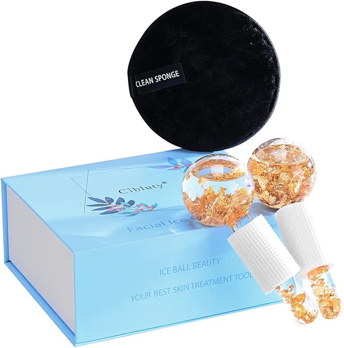 Ice Cryo Sticks Facial Globe with Golded Essence- 2PC Cooling Globes for Cold or Hot Skin Massagers, Face Globe for Skin Care Routine-GlimoraGlow