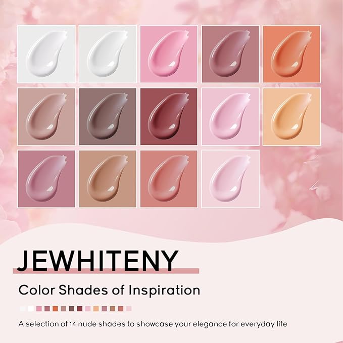 JEWHITENY 14 Colors Poly Extension Gel Nail Kit With U V Lamp Nude Pink White Brown All In One Poly Gel Starter Kit With Base Top Coat Manicure Salon Frence Nail Art DIY-GlimoraGlow
