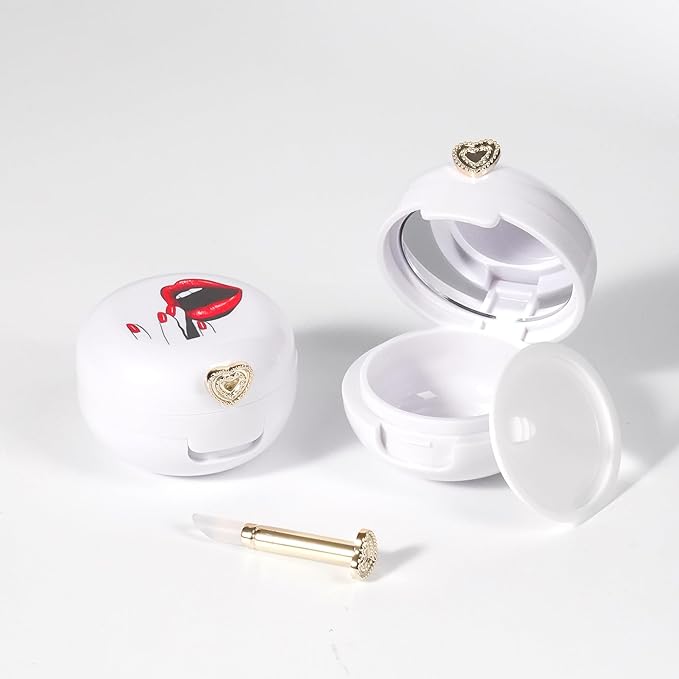 2 Pack Lip Balm Containers,Plastic Portable Empty Lip Balm Container with Mirror and Silicone Lip,Empty Lipstick Dispenser Box for Travel,Home-GlimoraGlow