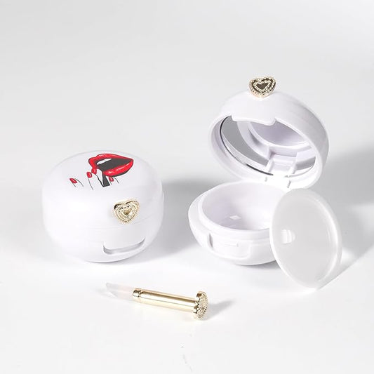 2 Pack Lip Balm Containers,Plastic Portable Empty Lip Balm Container with Mirror and Silicone Lip,Empty Lipstick Dispenser Box for Travel,Home-GlimoraGlow