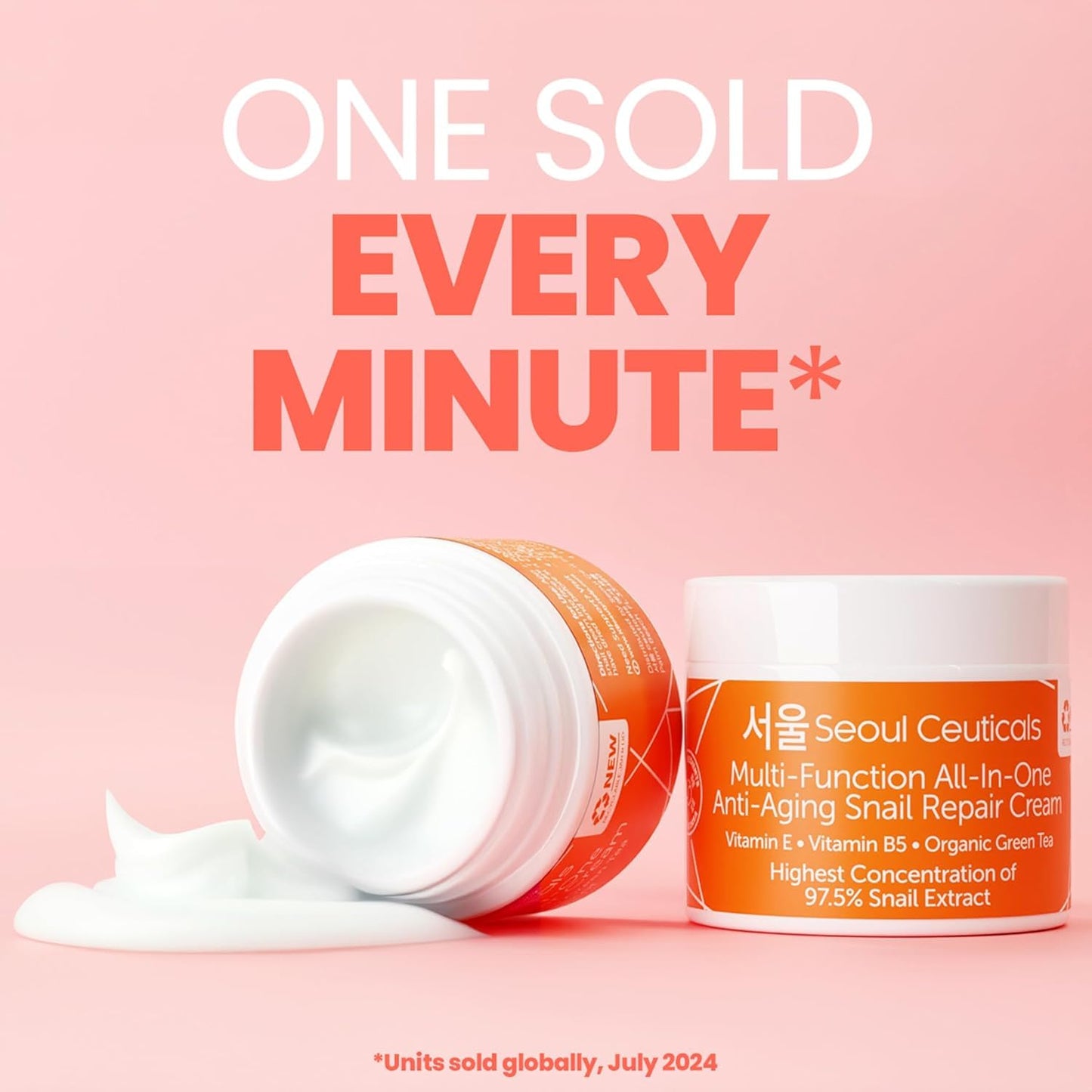 SeoulCeuticals Large 4oz 97.5% Snail Mucin Moisturizer Cream Korean Skin Care - K Beauty Skincare Day & Night Snail Repair Cream Filtrate Cruelty Free-GlimoraGlow